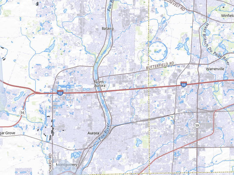NEXRAD radar-signature map of the hail storm over Aurora, IL on Jul 27, 2026