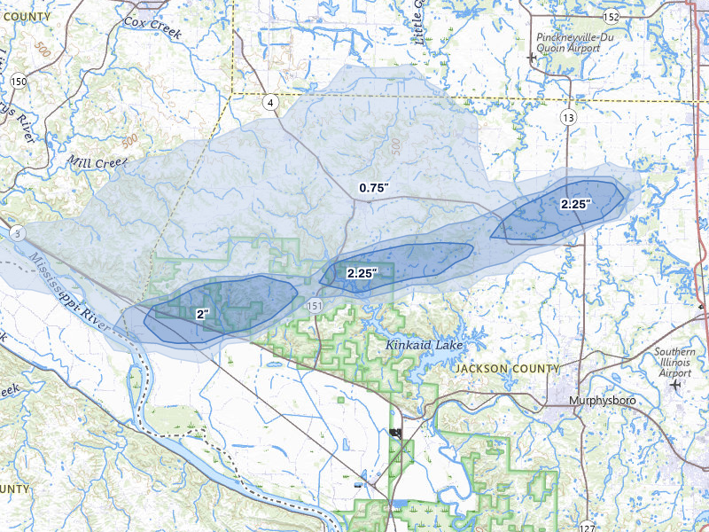 NEXRAD radar-signature map of the hail over Ava, IL