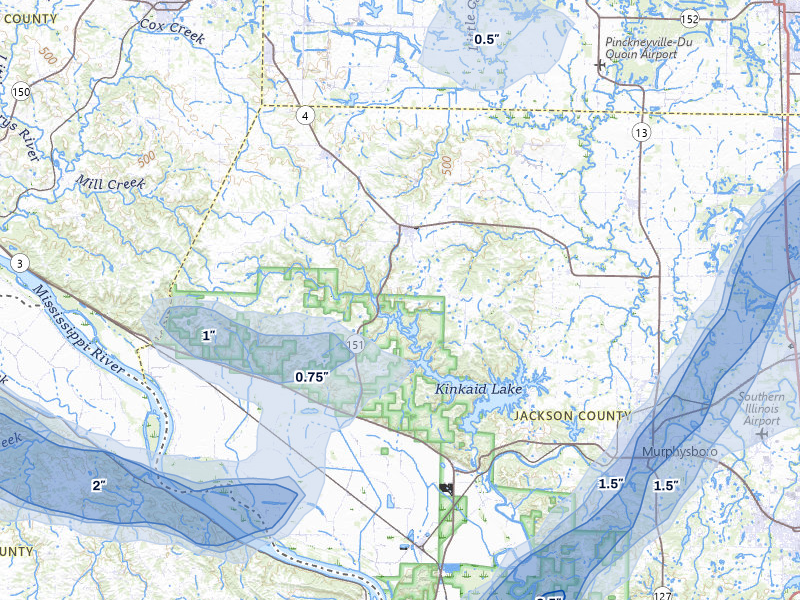 NEXRAD radar-signature map of the hail over Ava, IL
