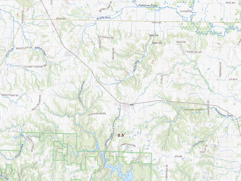 Radar-estimated hail-size map of the storm over Ava, IL
