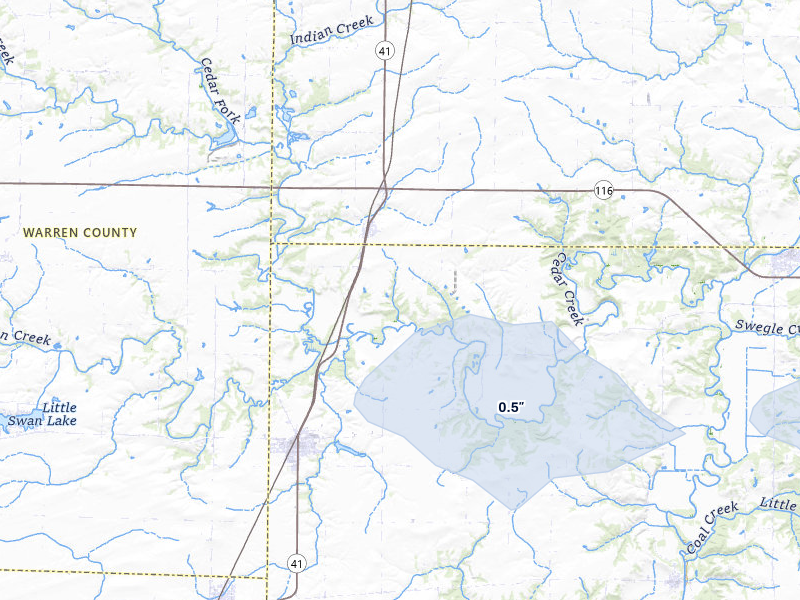 NEXRAD radar-signature map of the hail storm over Avon, IL on May 4, 2026