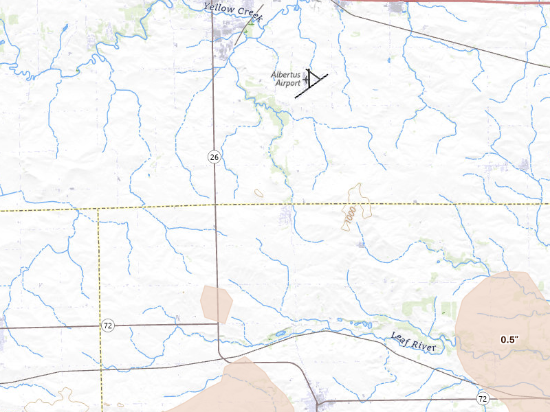 Radar-estimated hail-size map of the storm over Baileyville, IL