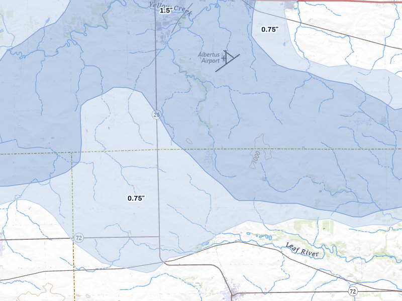 NEXRAD radar-signature map of the hail over Baileyville, IL