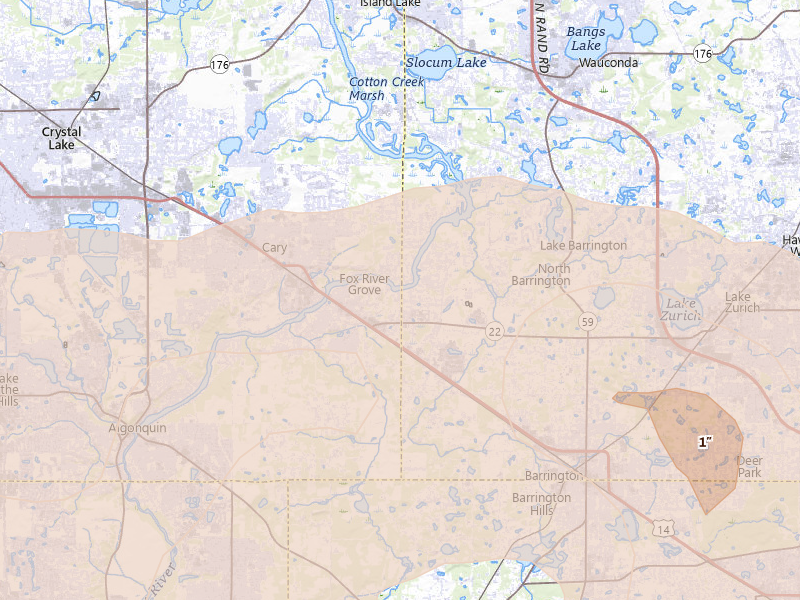 Radar-estimated hail-size map of the storm over Barrington, IL