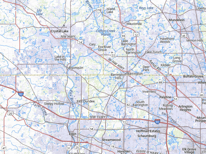 NEXRAD radar-signature map of the hail storm over Barrington, IL on Jul 27, 2026