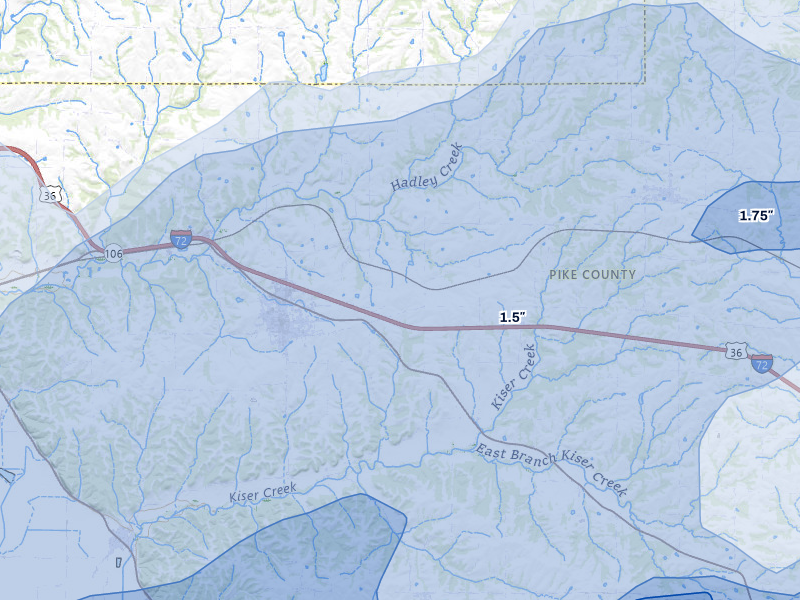 NEXRAD radar-signature map of the hail storm over Barry, IL on Apr 27, 2026