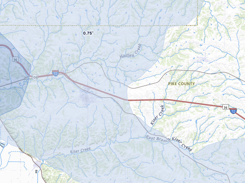 NEXRAD radar-signature map of the hail storm over Barry, IL on May 14, 2026