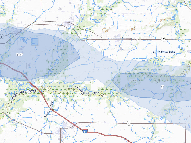 NEXRAD radar-signature map of the hail storm over Bartelso, IL on May 31, 2026