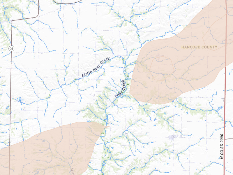 Radar-estimated hail-size map of the storm over Basco, IL on Jun 10, 2026
