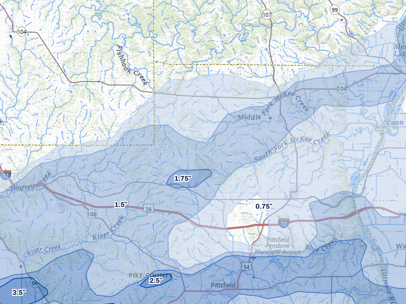 NEXRAD radar-signature map of the hail storm over Baylis, IL on Apr 27, 2026