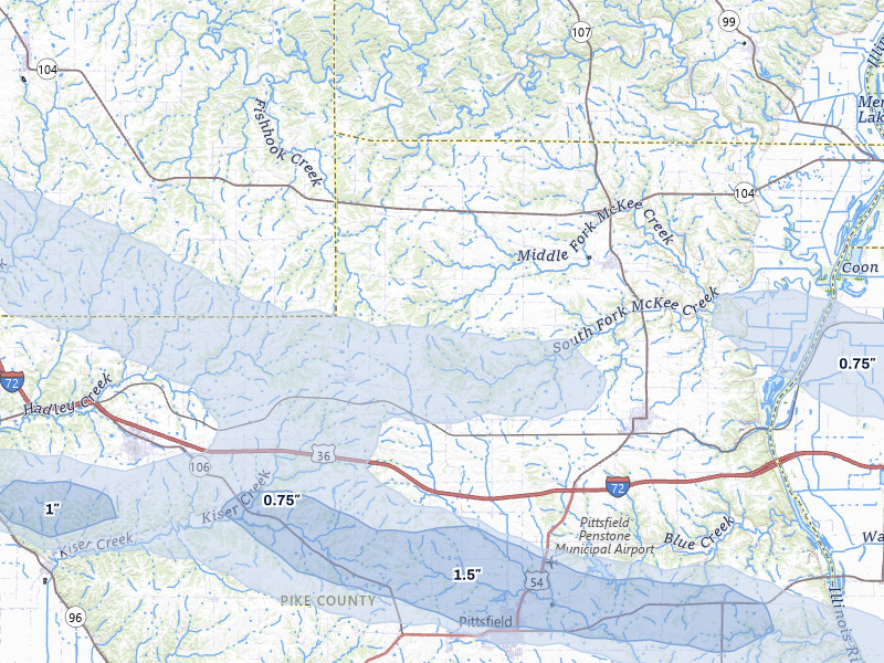 NEXRAD radar-signature map of the hail storm over Baylis, IL on May 3, 2026
