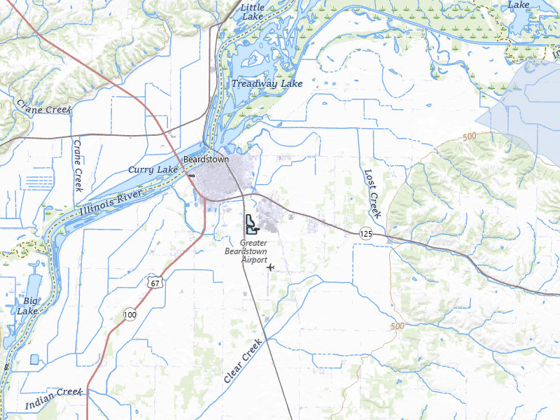 NEXRAD radar-signature map of the hail storm over Beardstown, IL on Jul 3, 2026