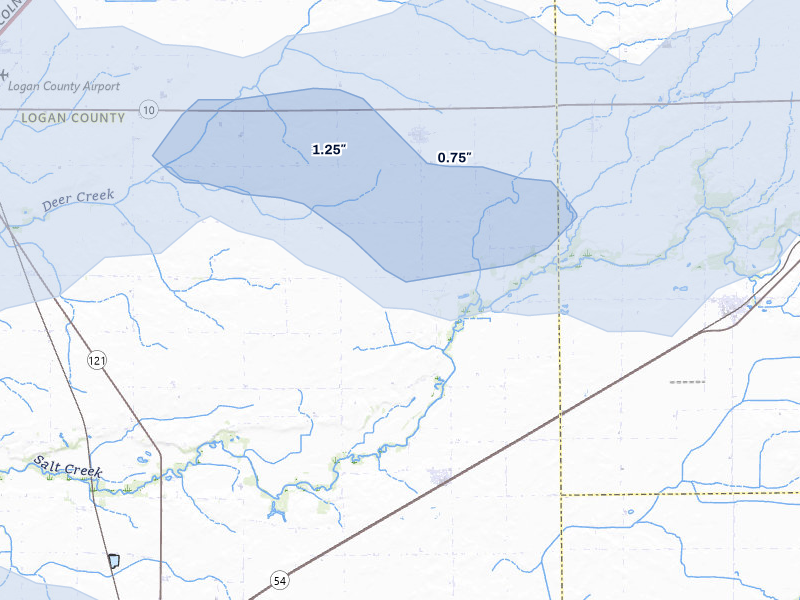 NEXRAD radar-signature map of the hail storm over Beason, IL on Apr 27, 2026