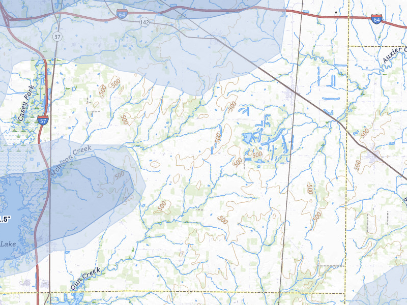 NEXRAD radar-signature map of the hail over Belle Rive, IL