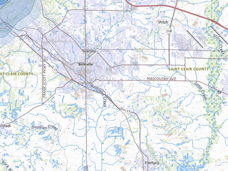 NEXRAD radar-signature map of the hail over Belleville, IL