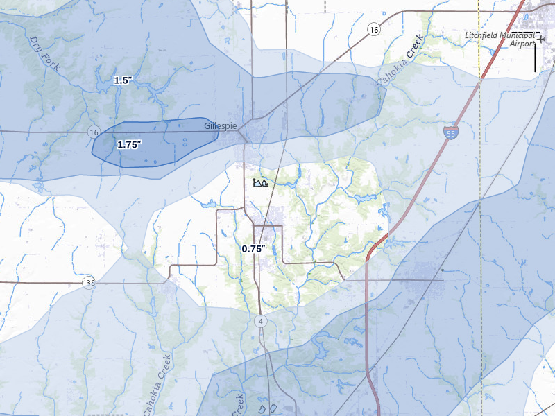 NEXRAD radar-signature map of the hail storm over Benld, IL on Apr 27, 2026
