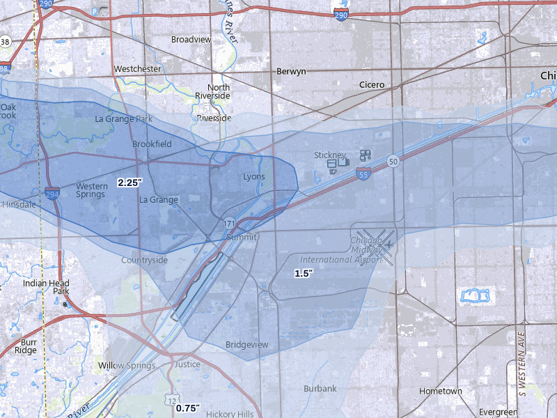 NEXRAD radar-signature map of the hail storm over Berwyn, IL on Mar 30, 2026