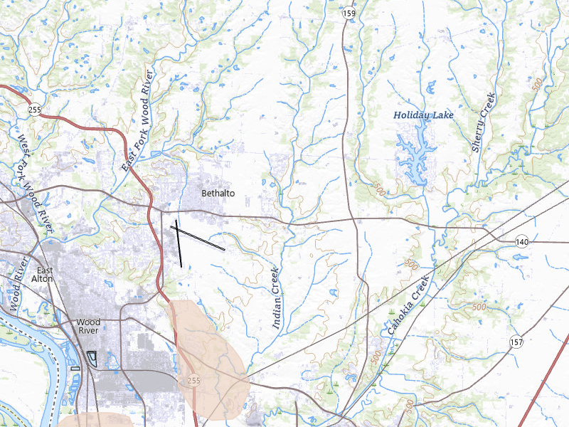 Radar-estimated hail-size map of the storm over Bethalto, IL on Apr 26, 2026