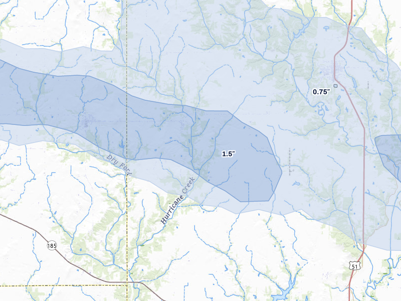 NEXRAD radar-signature map of the hail storm over Bingham, IL on May 3, 2026