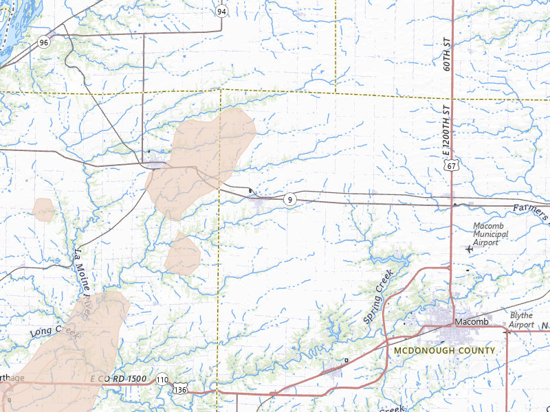 Radar-estimated hail-size map of the storm over Blandinsville, IL on Apr 17, 2026