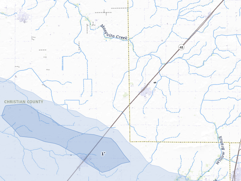 NEXRAD radar-signature map of the hail storm over Blue Mound, IL on May 3, 2026