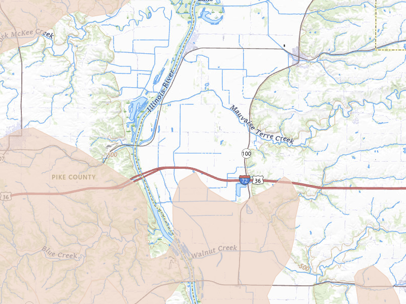 Radar-estimated hail-size map of the storm over Bluffs, IL on Apr 27, 2026