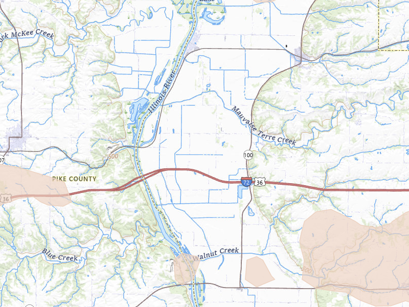 Radar-estimated hail-size map of the storm over Bluffs, IL on May 4, 2026