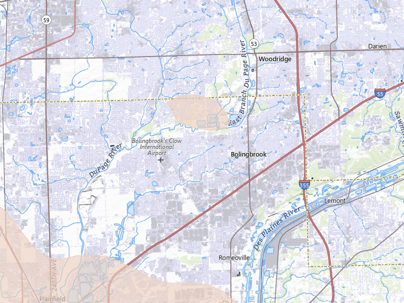Radar-estimated hail-size map of the storm over Bolingbrook, IL on Aug 11, 2026