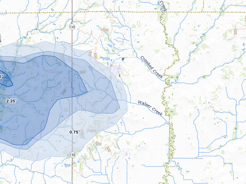NEXRAD radar-signature map of the hail storm over Bone Gap, IL on Jul 9, 2026