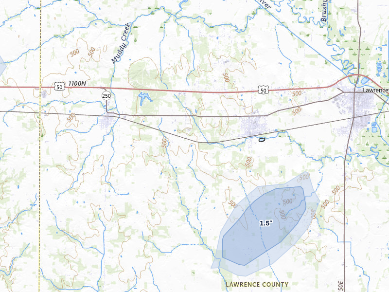 NEXRAD radar-signature map of the hail storm over Bridgeport, IL on Jan 8, 2026