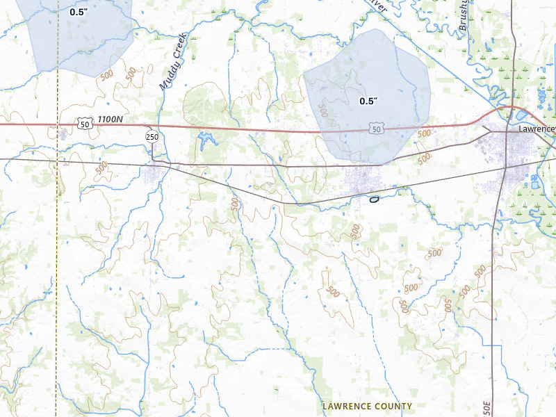 NEXRAD radar-signature map of the hail storm over Bridgeport, IL on May 3, 2026