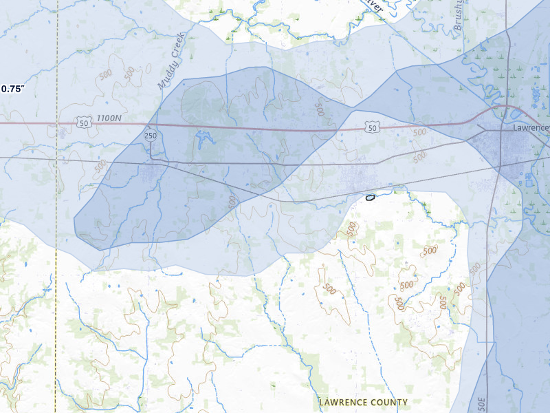 NEXRAD radar-signature map of the hail storm over Bridgeport, IL on May 16, 2026