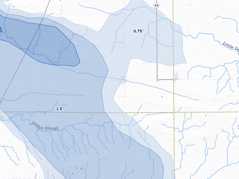 NEXRAD radar-signature map of the hail storm over Broadlands, IL on Aug 11, 2026