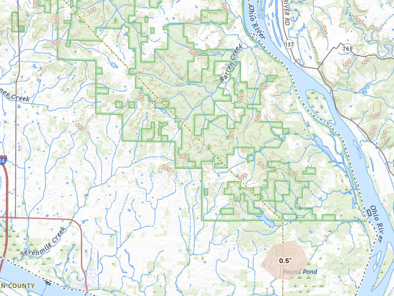 Radar-estimated hail-size map of the storm over Brookport, IL on May 19, 2026