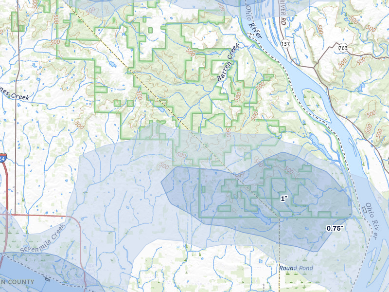 NEXRAD radar-signature map of the hail storm over Brookport, IL on May 31, 2026