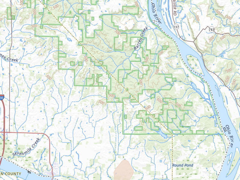 Radar-estimated hail-size map of the storm over Brookport, IL on Jul 2, 2026
