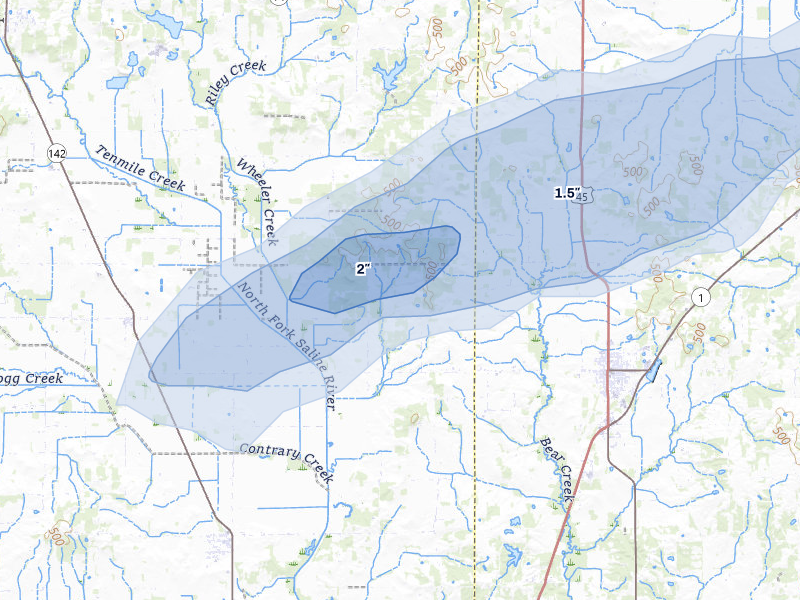 NEXRAD radar-signature map of the hail storm over Broughton, IL on Apr 1, 2026