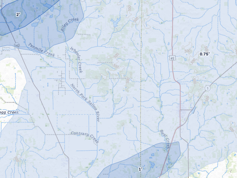 NEXRAD radar-signature map of the hail over Broughton, IL