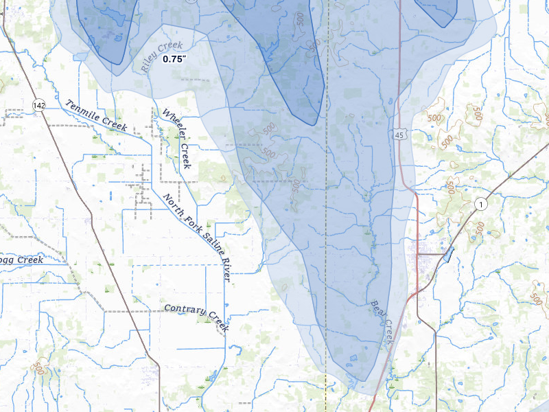 NEXRAD radar-signature map of the hail storm over Broughton, IL on Jul 26, 2026