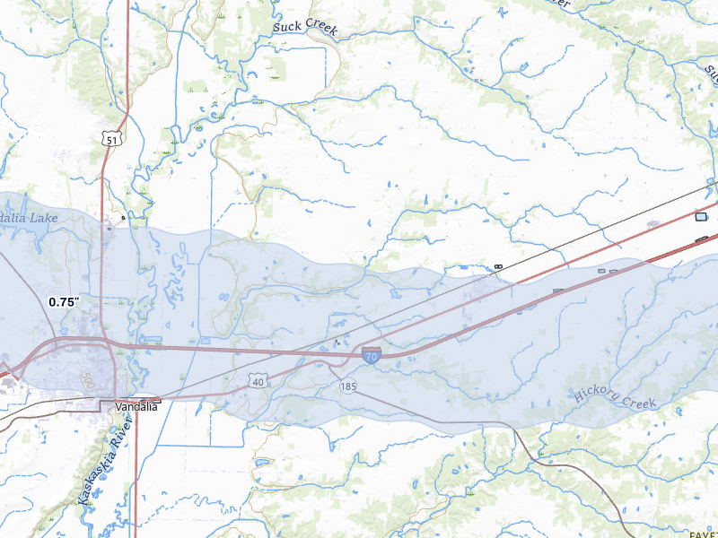 NEXRAD radar-signature map of the hail storm over Brownstown, IL on Mar 22, 2026