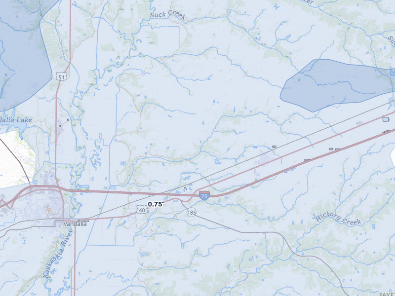 NEXRAD radar-signature map of the hail over Brownstown, IL