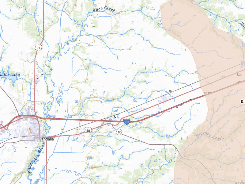 Radar-estimated hail-size map of the storm over Brownstown, IL on Jul 26, 2026