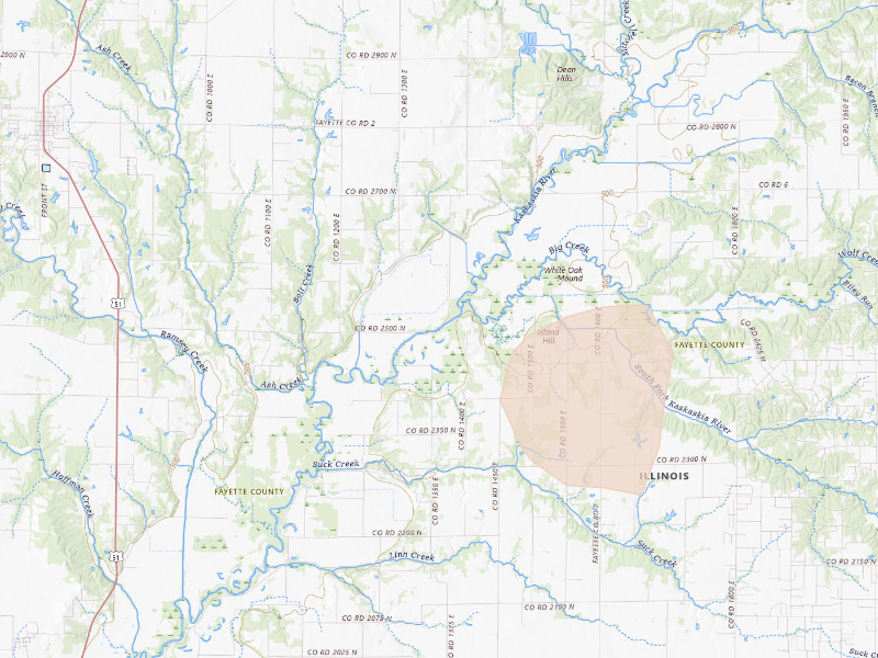 Radar-estimated hail-size map of the storm over Brownstown, IL