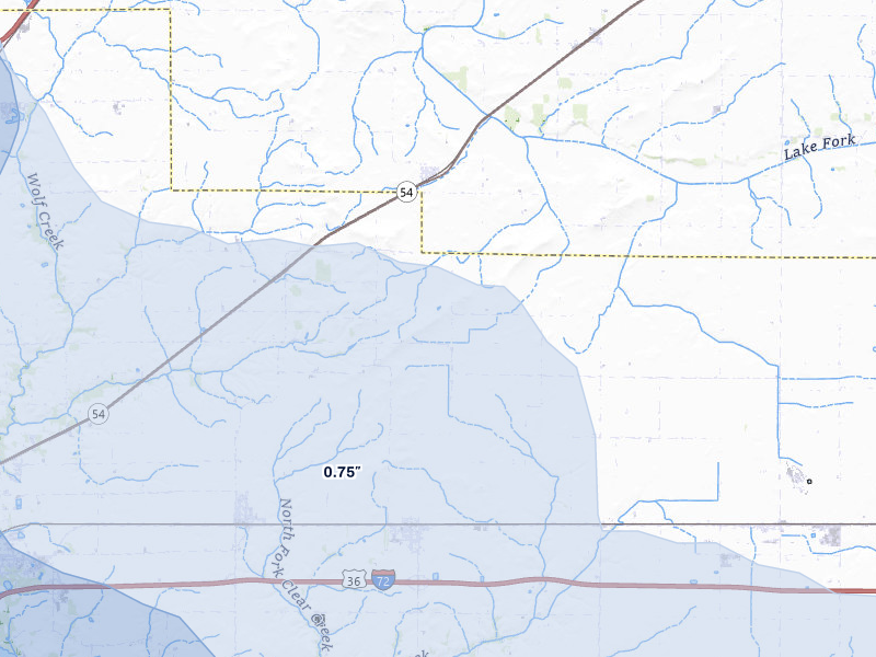 NEXRAD radar-signature map of the hail storm over Buffalo, IL on May 4, 2026