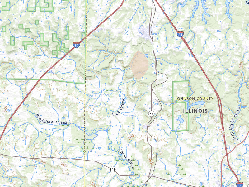 Radar-estimated hail-size map of the storm over Buncombe, IL on Aug 19, 2026