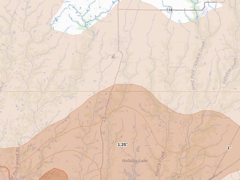 Radar-estimated hail-size map of the storm over Bunker Hill, IL on Apr 27, 2026