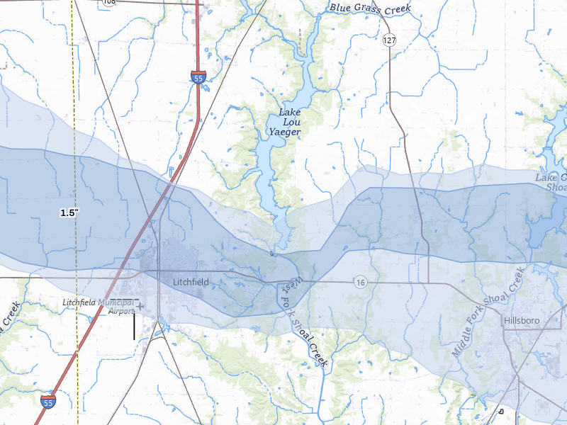 NEXRAD radar-signature map of the hail storm over Butler, IL on May 3, 2026