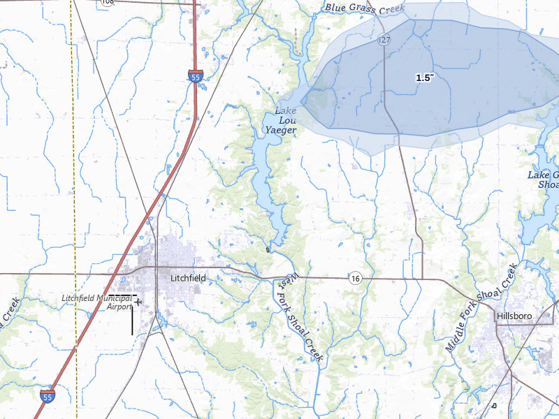 NEXRAD radar-signature map of the hail storm over Butler, IL on Jul 9, 2026