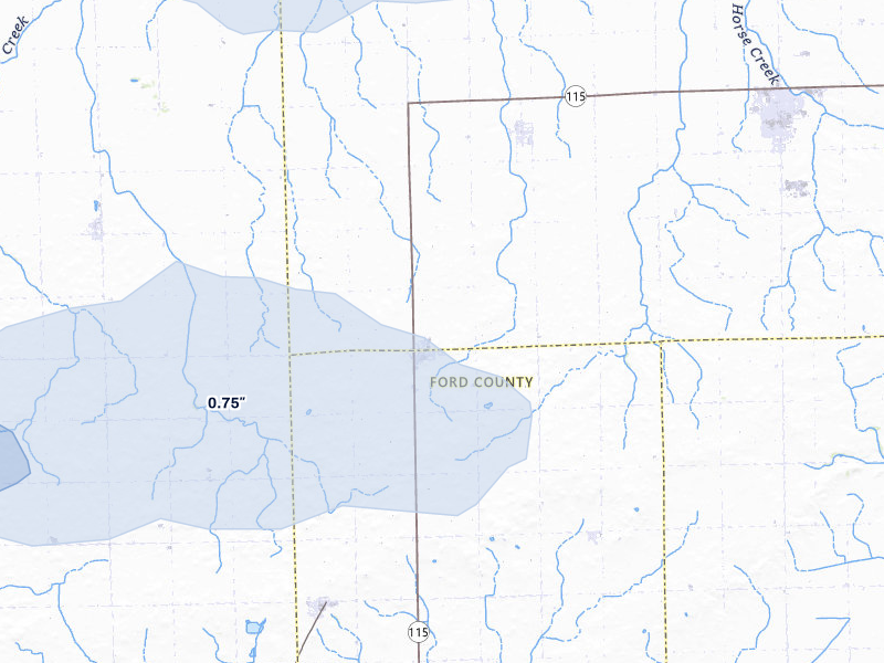 NEXRAD radar-signature map of the hail storm over Cabery, IL on May 4, 2026