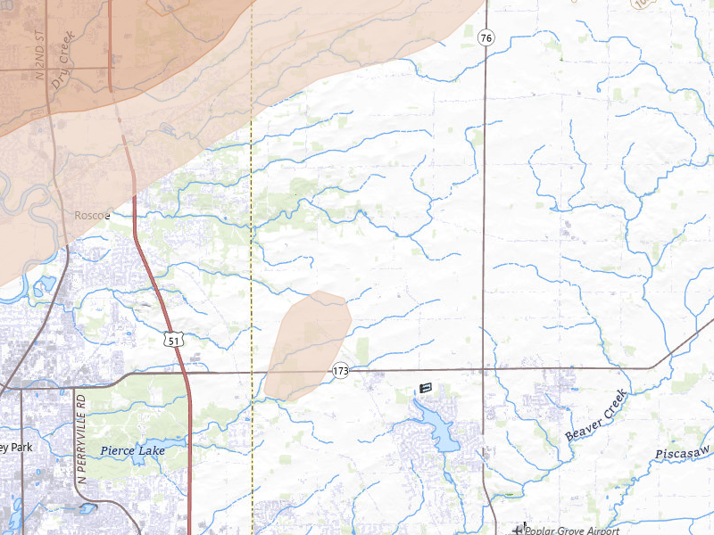 Radar-estimated hail-size map of the storm over Caledonia, IL on Apr 17, 2026